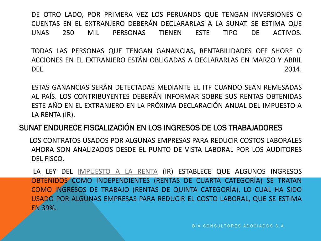 SUNAT ENDURECE FISCALIZACIÓN EN LOS INGRESOS DE LOS TRABAJADORES