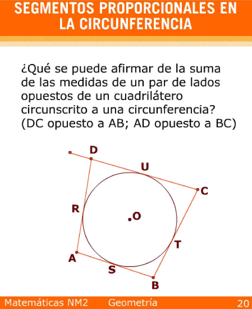 Es igual a la suma de las medidas del otro par.