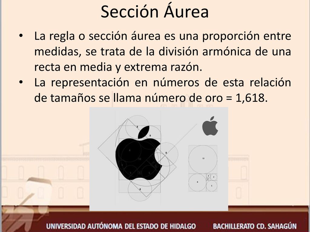 Sección Áurea La regla o sección áurea es una proporción entre medidas, se trata de la división armónica de una recta en media y extrema razón.