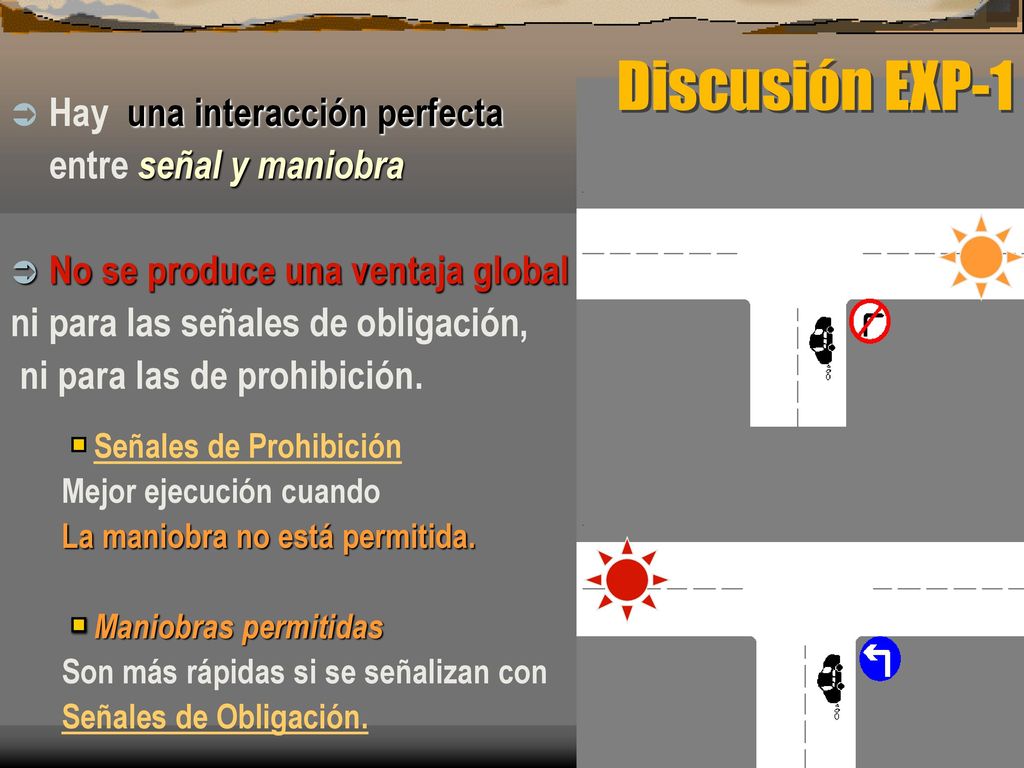 Discusión EXP-1 Hay una interacción perfecta entre señal y maniobra