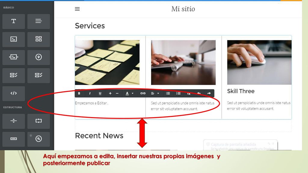 Aquí empezamos a edita, insertar nuestras propias imágenes y posteriormente publicar