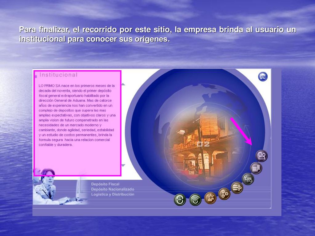 Para finalizar, el recorrido por este sitio, la empresa brinda al usuario un institucional para conocer sus orígenes.