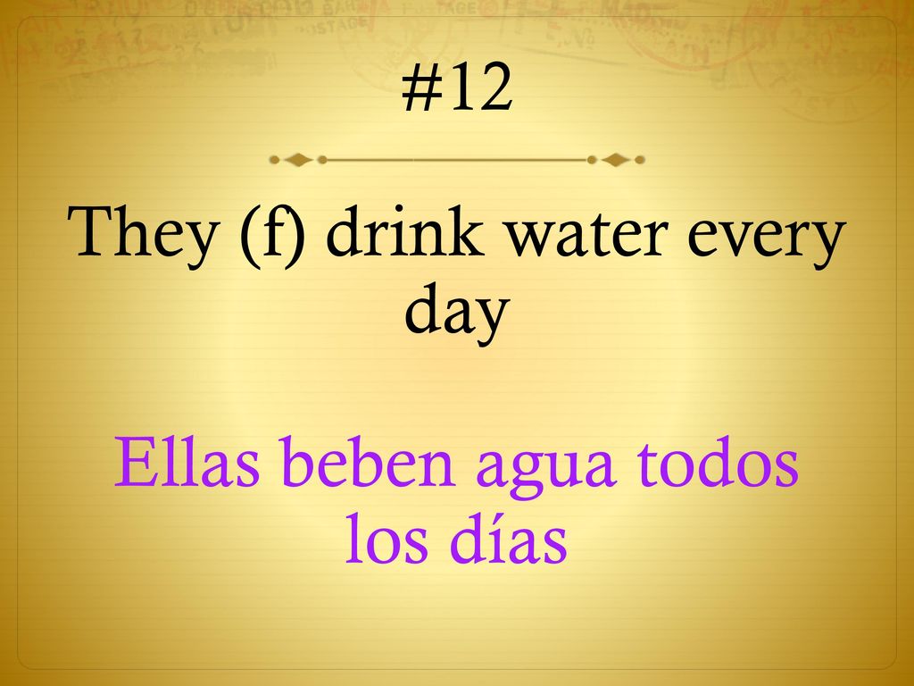 They (f) drink water every day Ellas beben agua todos los días