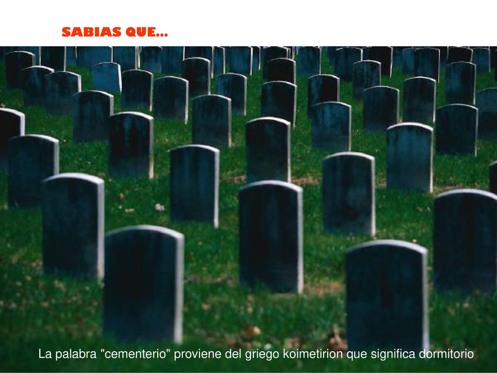 La palabra cementerio proviene del griego koimetirion que significa dormitorio