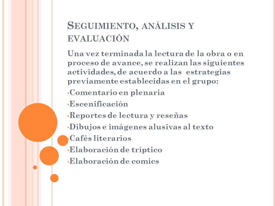 Seguimiento, análisis y evaluación