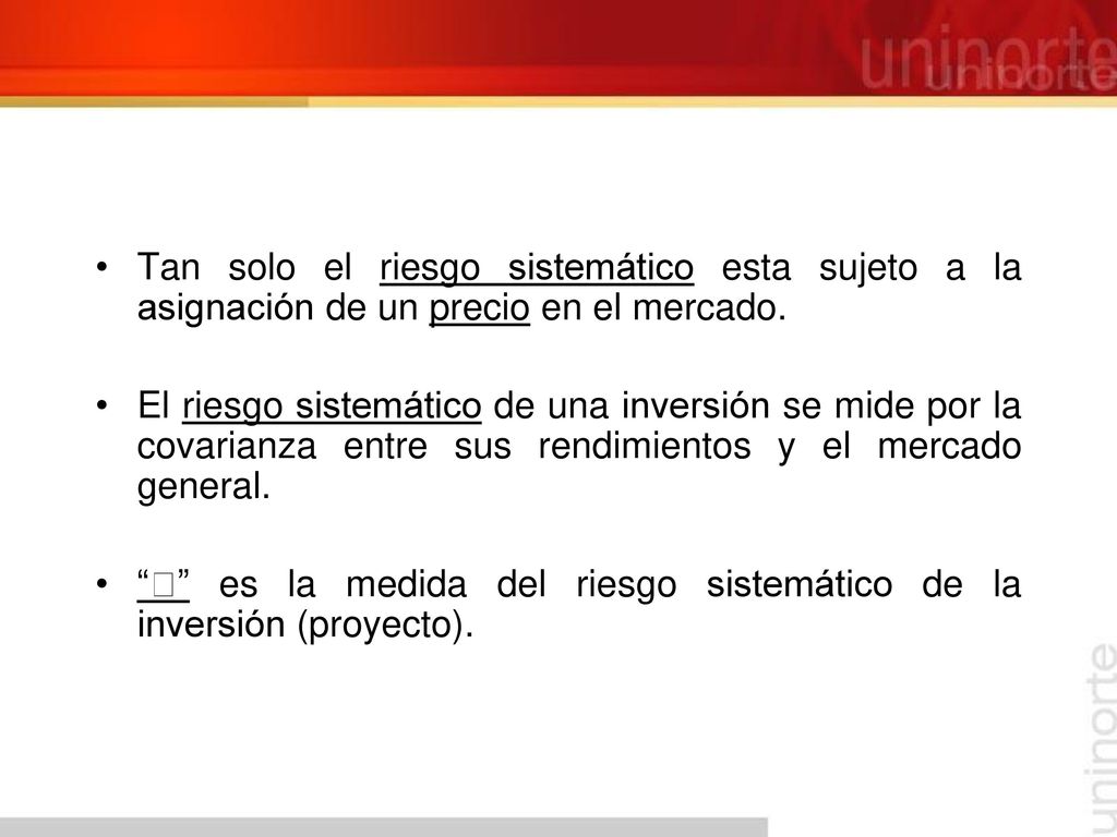 Tan solo el riesgo sistemático esta sujeto a la asignación de un precio en el mercado.