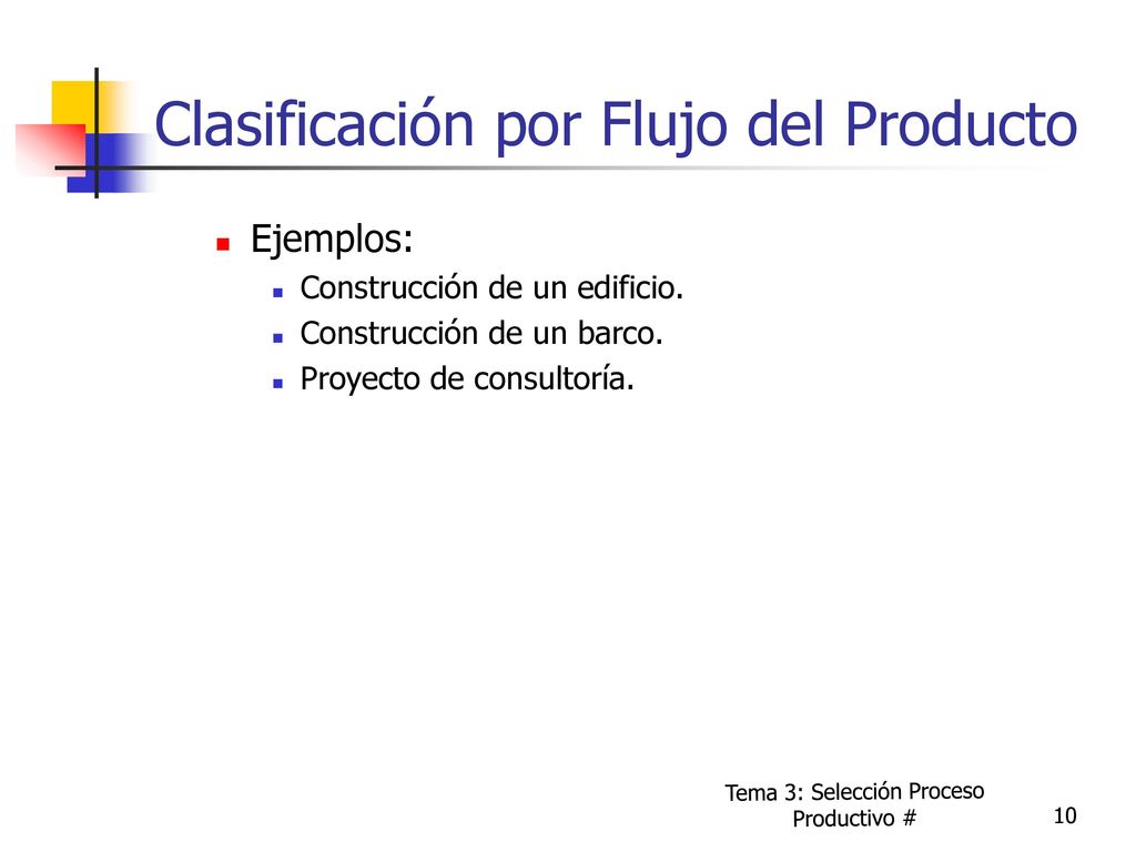 Clasificación por Flujo del Producto