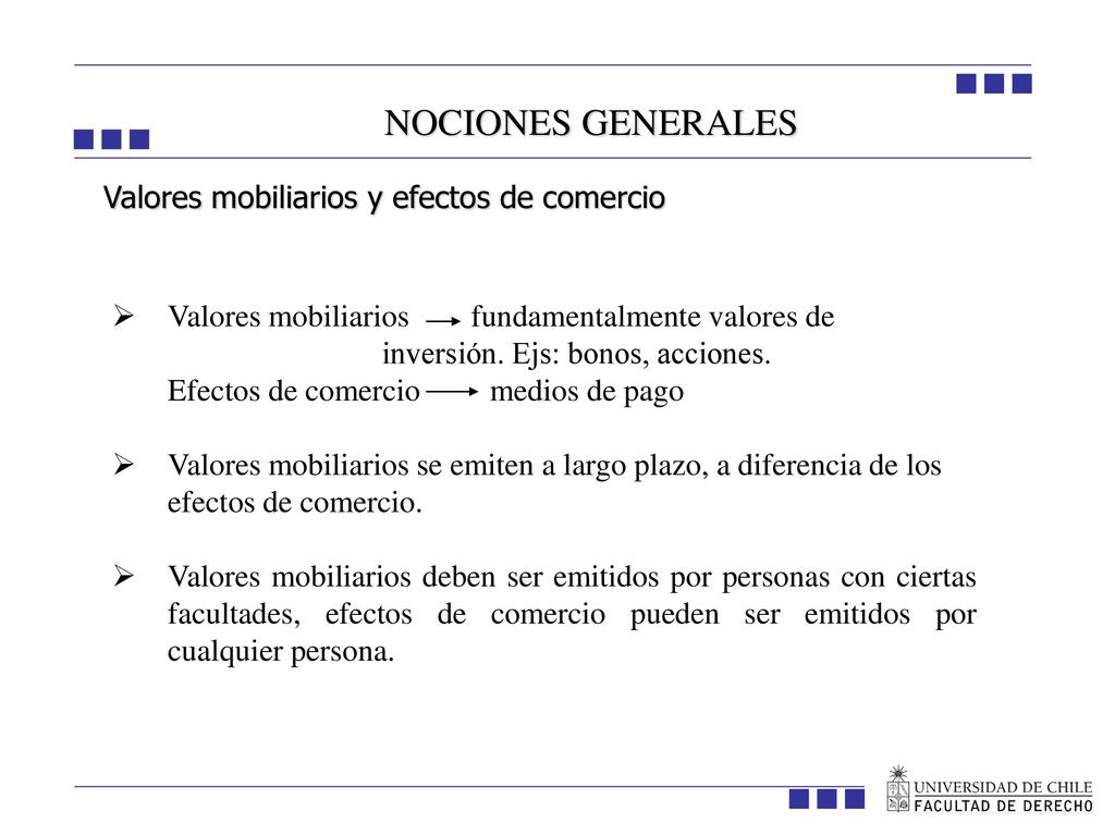 NOCIONES GENERALES ION Valores mobiliarios y efectos de comercio