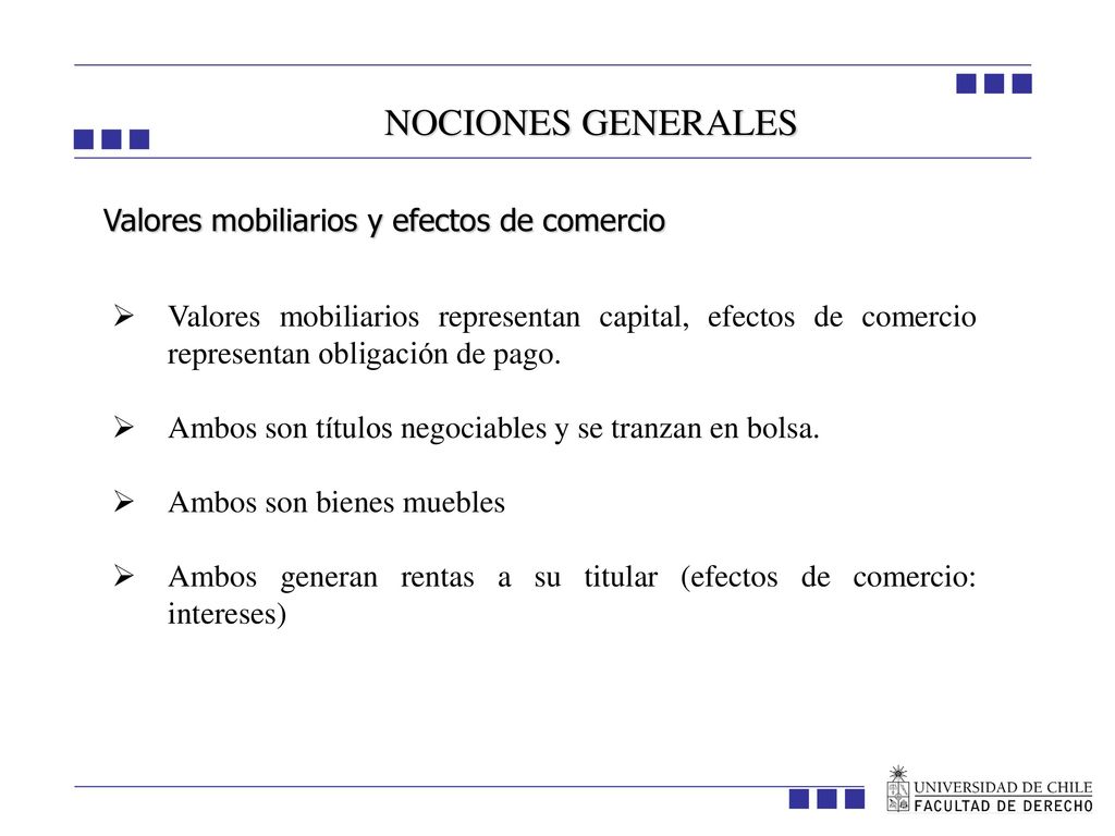 NOCIONES GENERALES ION Valores mobiliarios y efectos de comercio