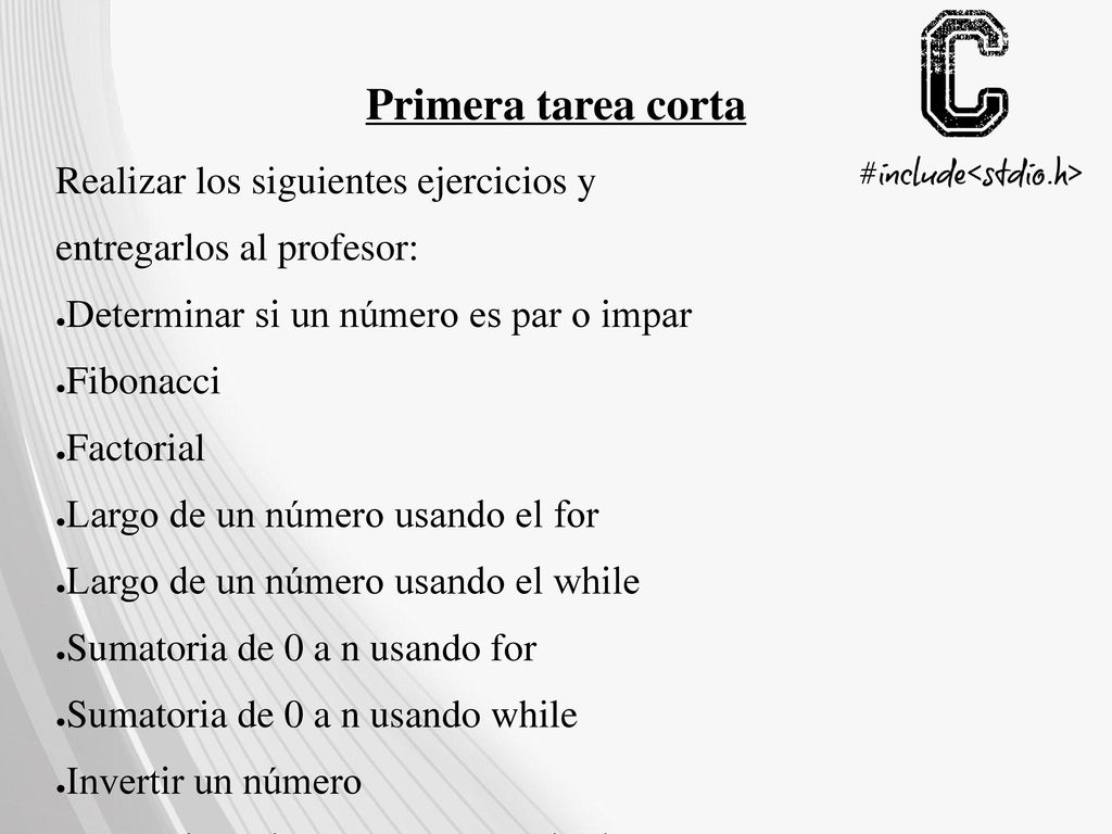 Primera tarea corta Realizar los siguientes ejercicios y