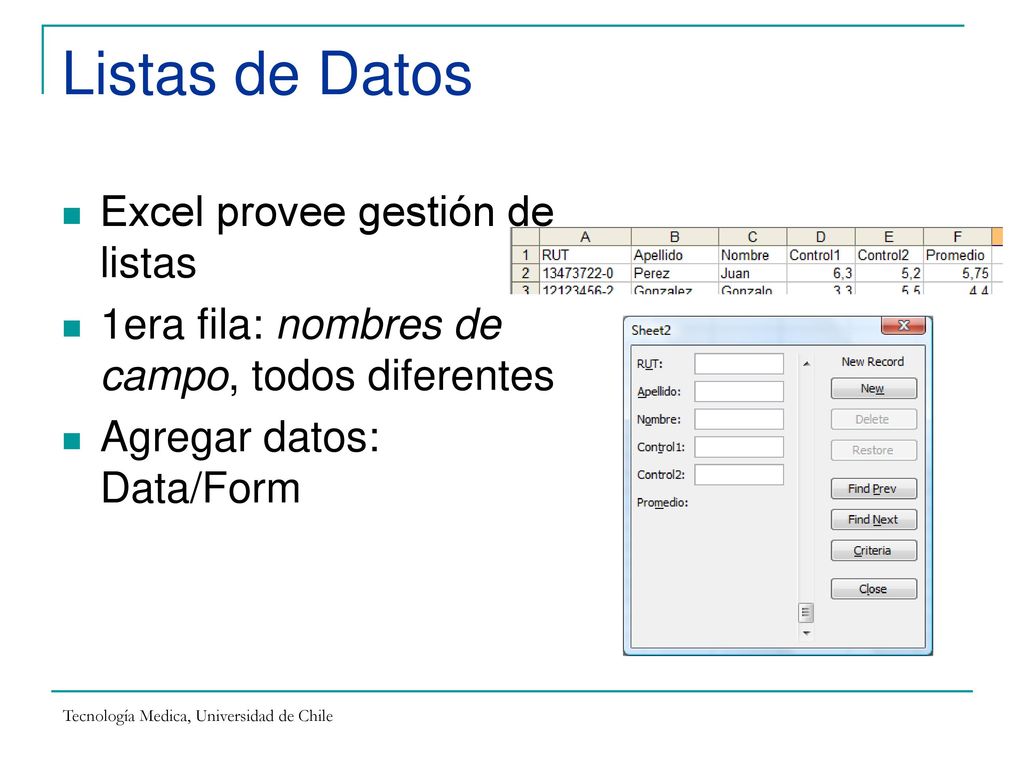 Listas de Datos Excel provee gestión de listas