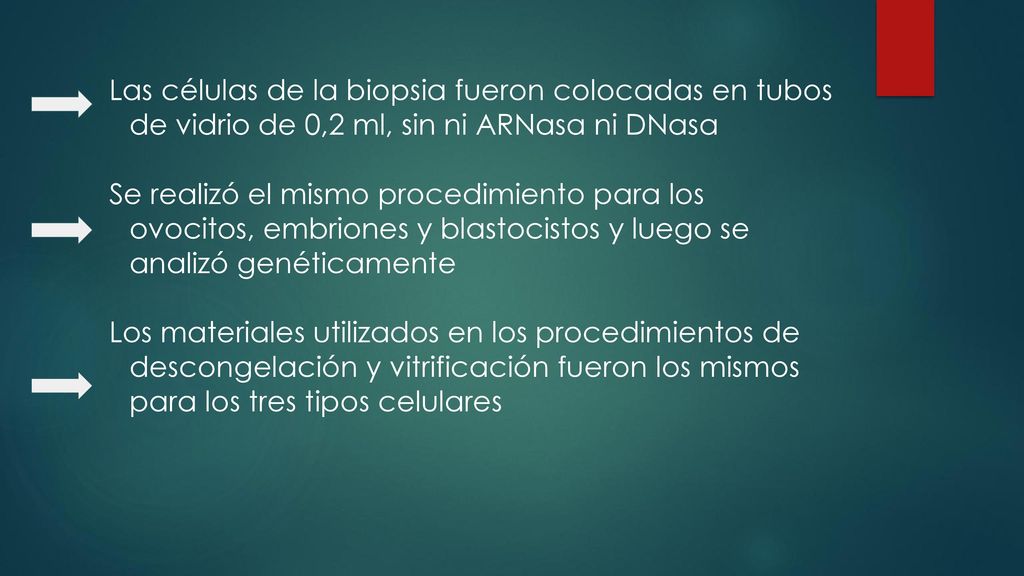 Las células de la biopsia fueron colocadas en tubos de vidrio de 0,2 ml, sin ni ARNasa ni DNasa