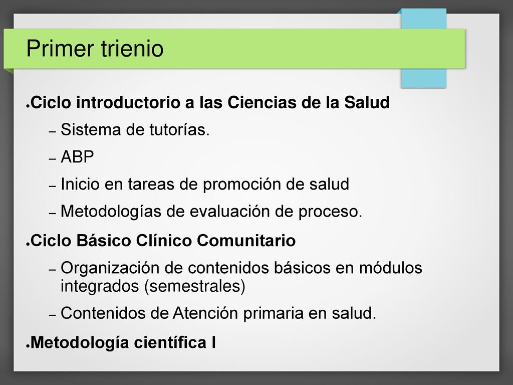 Primer trienio Ciclo introductorio a las Ciencias de la Salud