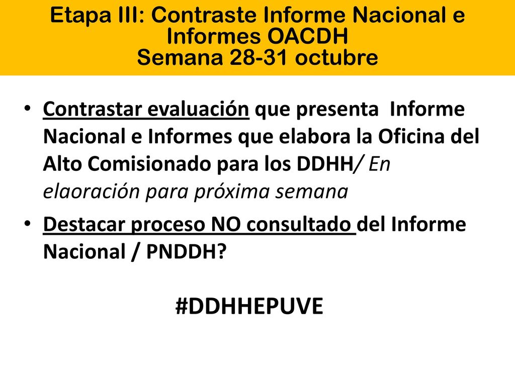 Etapa III: Contraste Informe Nacional e Informes OACDH
