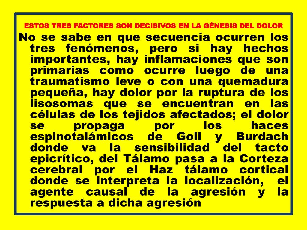 ESTOS TRES FACTORES SON DECISIVOS EN LA GÉNESIS DEL DOLOR