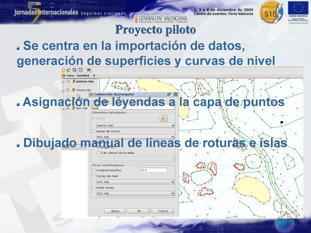 Proyecto piloto Se centra en la importación de datos, generación de superficies y curvas de nivel.
