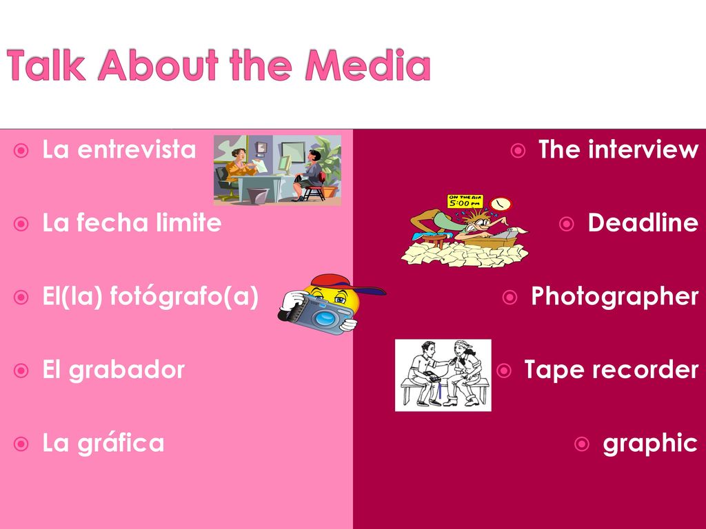 Talk About the Media La entrevista La fecha limite El(la) fotógrafo(a)