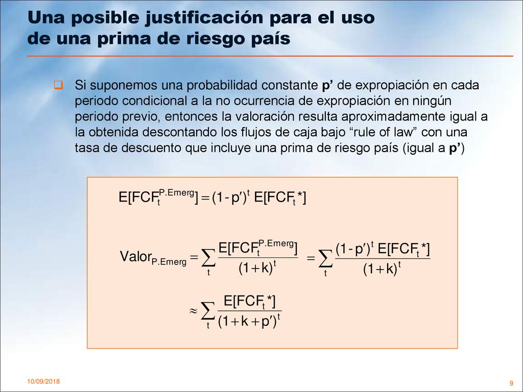 Una posible justificación para el uso de una prima de riesgo país