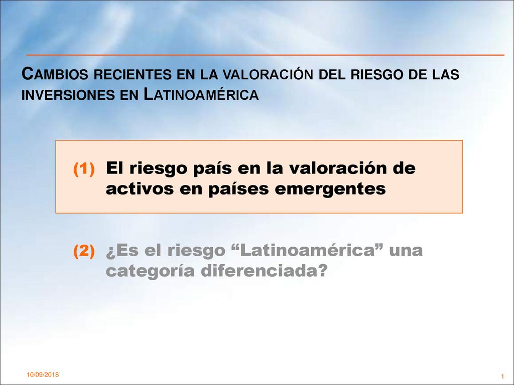El riesgo país en la valoración de activos en países emergentes