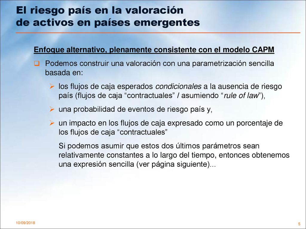 El riesgo país en la valoración de activos en países emergentes