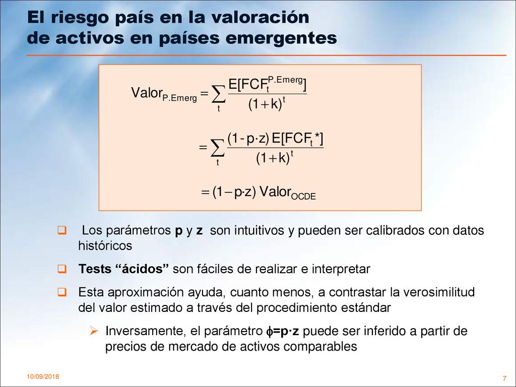 El riesgo país en la valoración de activos en países emergentes