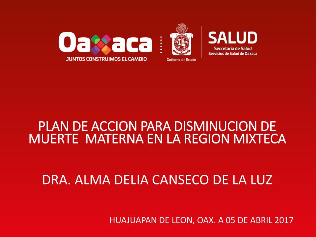 PLAN DE ACCION PARA DISMINUCION DE MUERTE MATERNA EN LA REGION MIXTECA