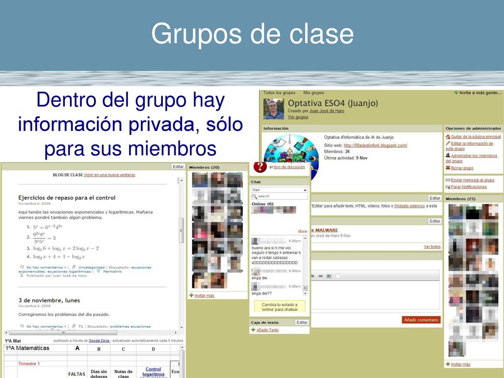 Dentro del grupo hay información privada, sólo para sus miembros