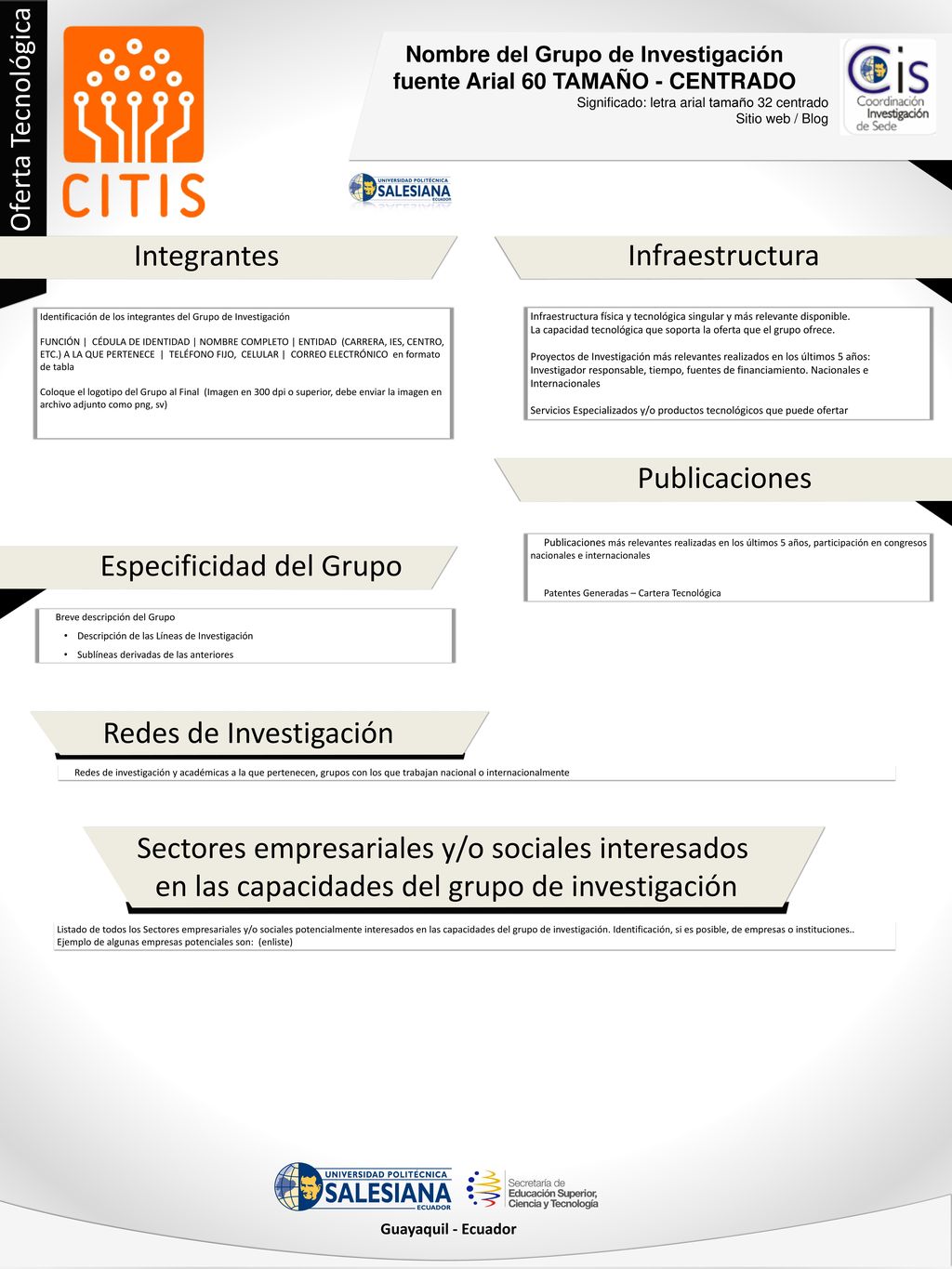 Nombre del Grupo de Investigación fuente Arial 60 TAMAÑO - CENTRADO