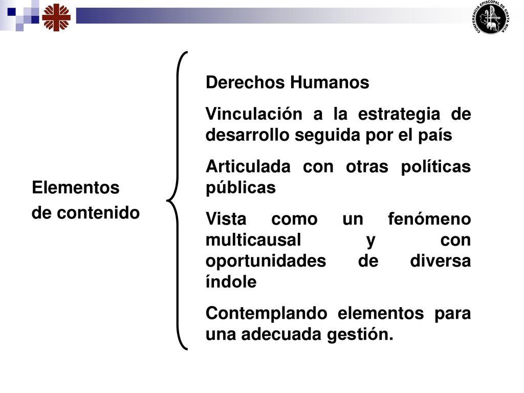 Elementos de contenido. Derechos Humanos. Vinculación a la estrategia de desarrollo seguida por el país.