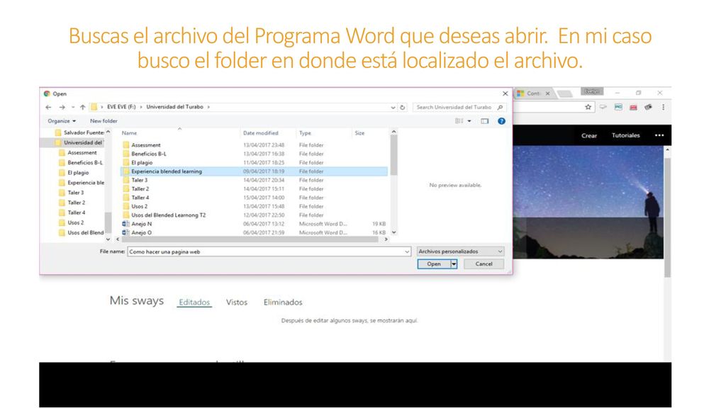 Buscas el archivo del Programa Word que deseas abrir