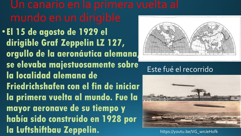 Un canario en la primera vuelta al mundo en un dirigible
