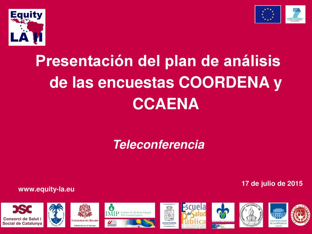 Presentación del plan de análisis de las encuestas COORDENA y CCAENA