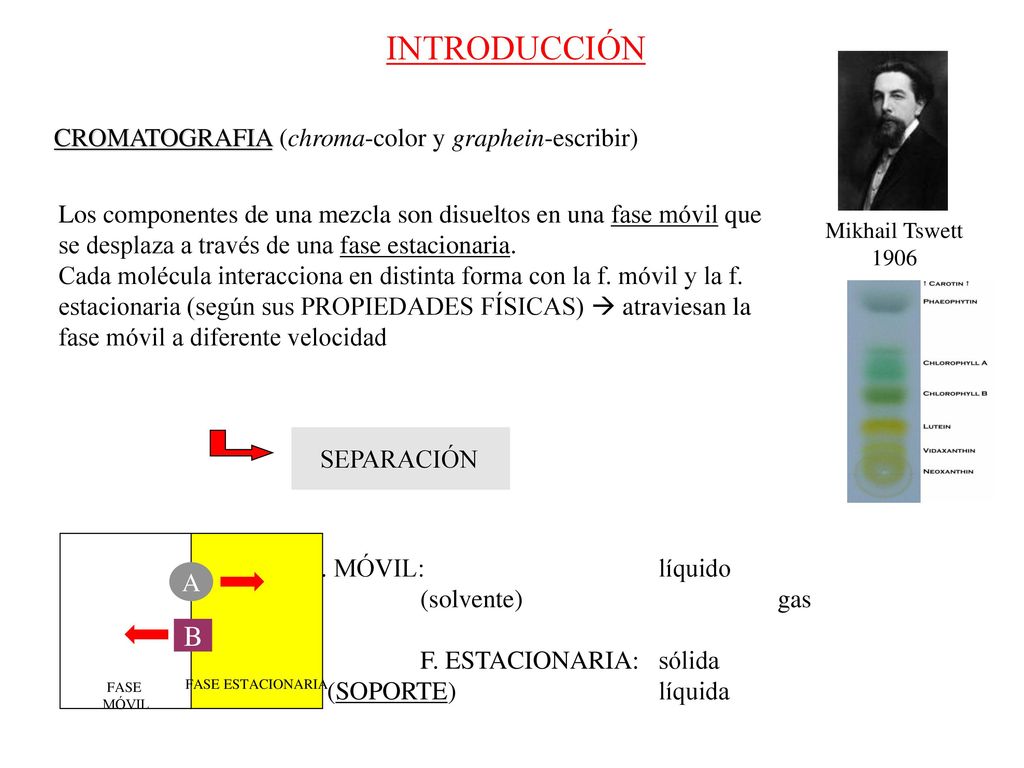 INTRODUCCIÓN B CROMATOGRAFIA (chroma-color y graphein-escribir)