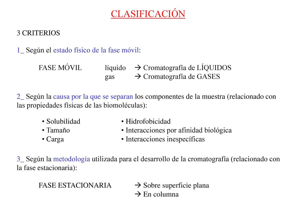 CLASIFICACIÓN 3 CRITERIOS 1_ Según el estado físico de la fase móvil: