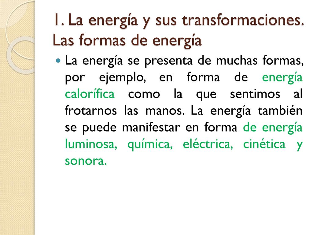Resultado de imagen de formas de energÃ­a y sus transformaciones