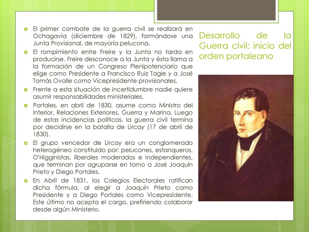 Desarrollo de la Guerra civil: inicio del orden portaleano