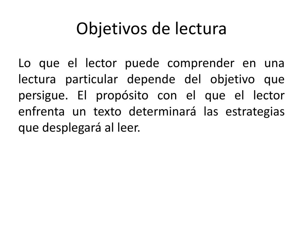 Objetivos de lectura