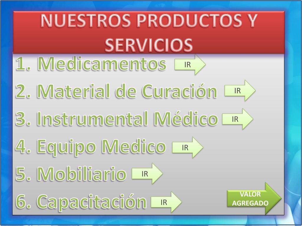 NUESTROS PRODUCTOS Y SERVICIOS