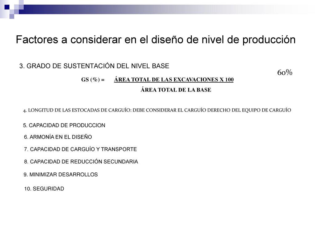 Factores a considerar en el diseño de nivel de producción