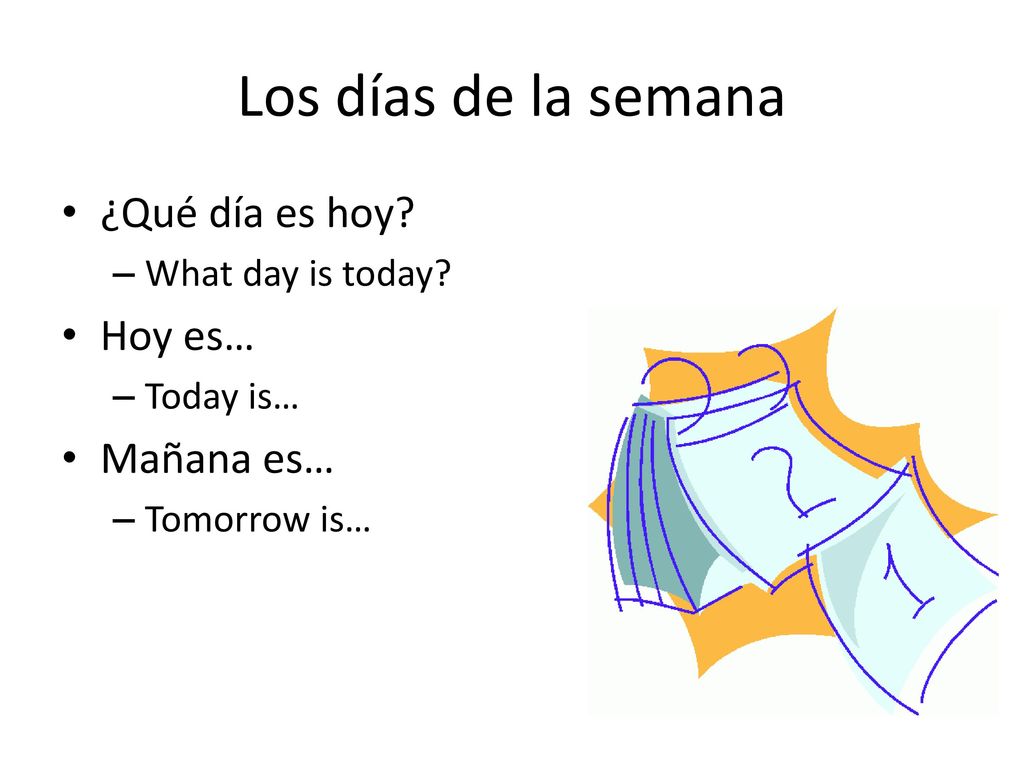 Los días de la semana ¿Qué día es hoy Hoy es… Mañana es…