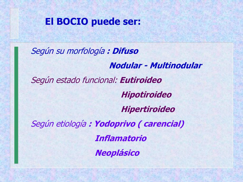 El BOCIO puede ser: Según su morfología : Difuso