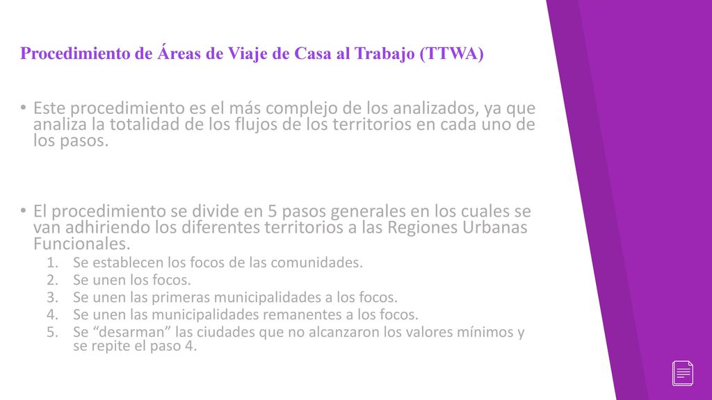 Procedimiento de Áreas de Viaje de Casa al Trabajo (TTWA)