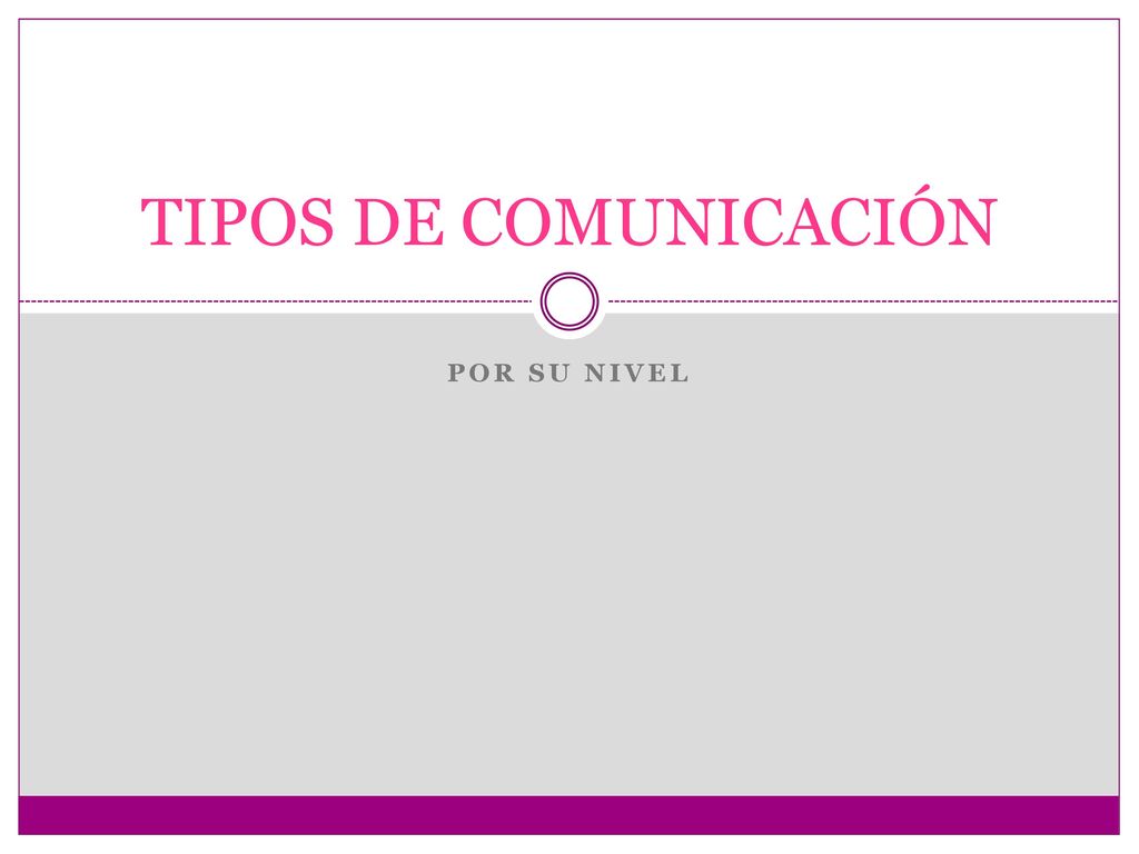 TIPOS DE COMUNICACIÓN POR SU NIVEL
