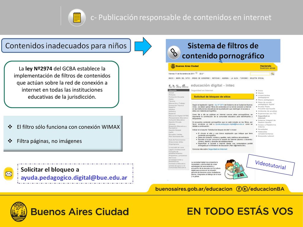El filtro sólo funciona con conexión WIMAX Filtra páginas, no imágenes