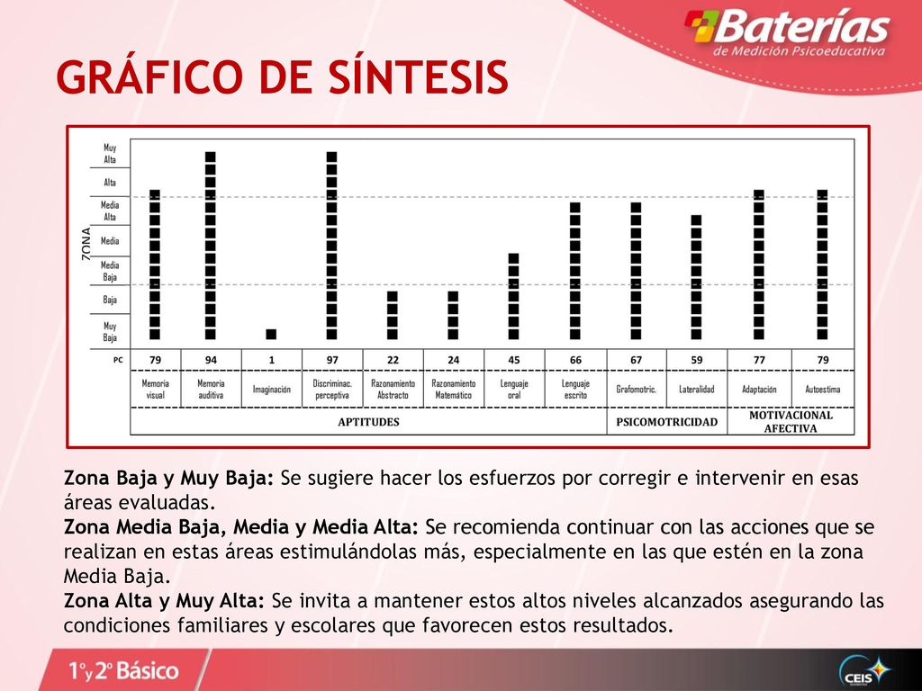 GRÁFICO DE SÍNTESIS Zona Baja y Muy Baja: Se sugiere hacer los esfuerzos por corregir e intervenir en esas áreas evaluadas.