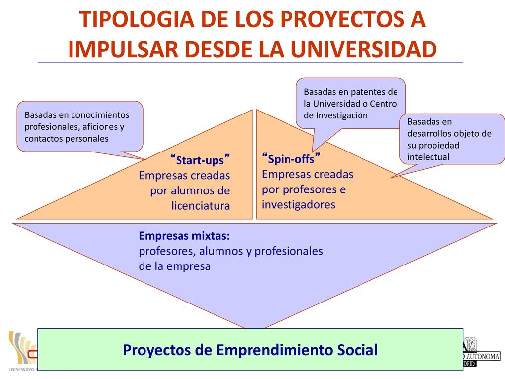 TIPOLOGIA DE LOS PROYECTOS A IMPULSAR DESDE LA UNIVERSIDAD