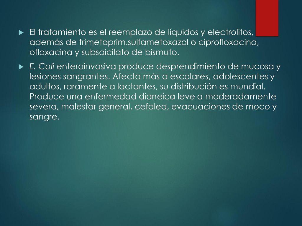 El tratamiento es el reemplazo de líquidos y electrolitos, además de trimetoprim.sulfametoxazol o ciprofloxacina, ofloxacina y subsaicilato de bismuto.