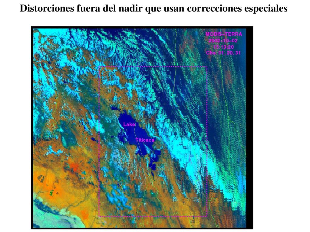 Distorciones fuera del nadir que usan correcciones especiales