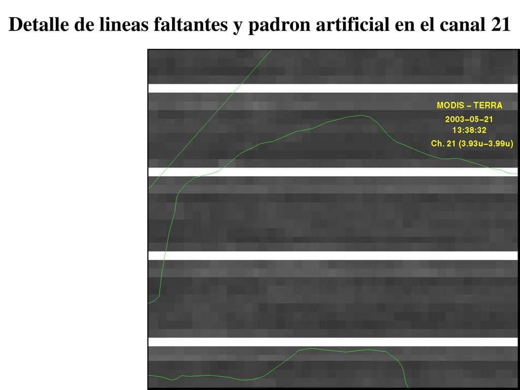 Detalle de lineas faltantes y padron artificial en el canal 21