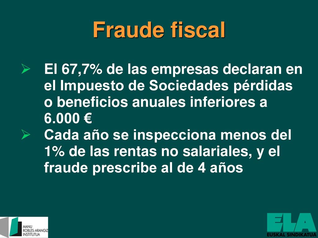 Fraude fiscal El 67,7% de las empresas declaran en el Impuesto de Sociedades pérdidas o beneficios anuales inferiores a €
